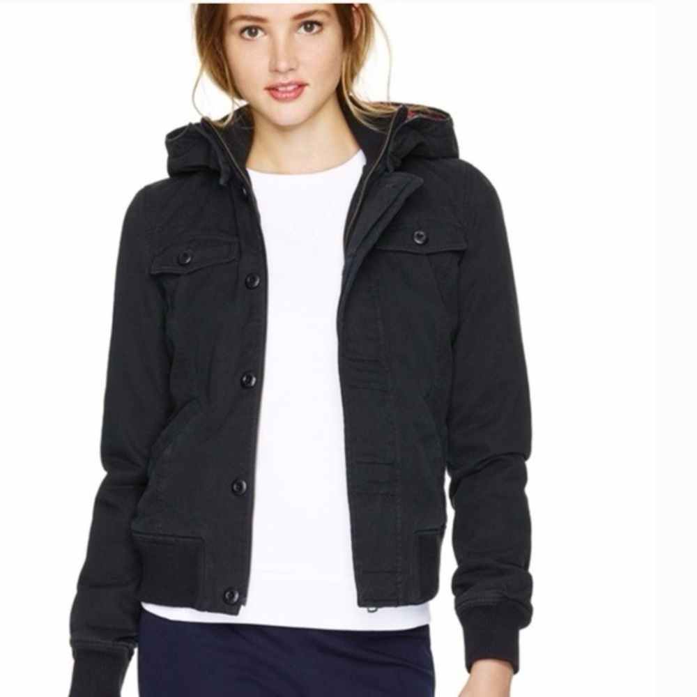 TNA Black Bomber Jacket with Ribbed Cuffs